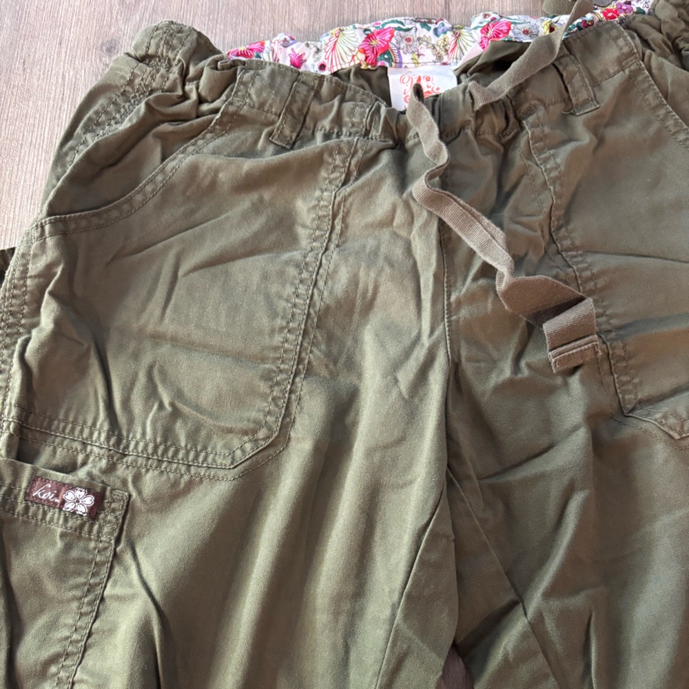 Koi Olive colored scrub pants